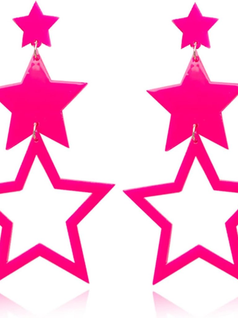 Multilayer Acrylic Big Star Earrings Multicolor 80s Neon Earrings Acrylic Exagge